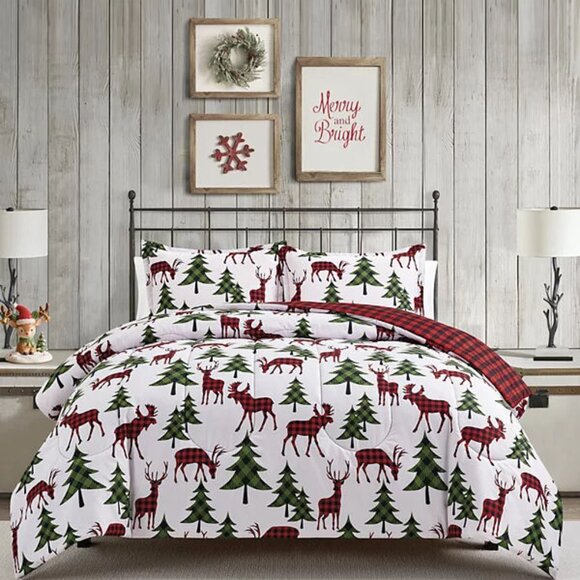 Sunham Plaid Deer Reversible 3-Pc. Comforter Sets NIP - Picture 1 of 9